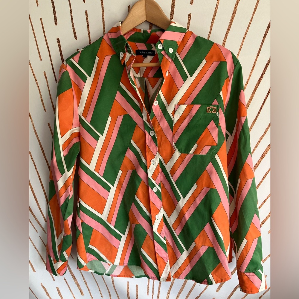 Katie Kime Green, Pink, and Orange Patterned Fabric